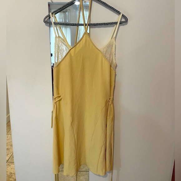Light Yellow Layered Halter Mini Dress - Picture 1 of 7